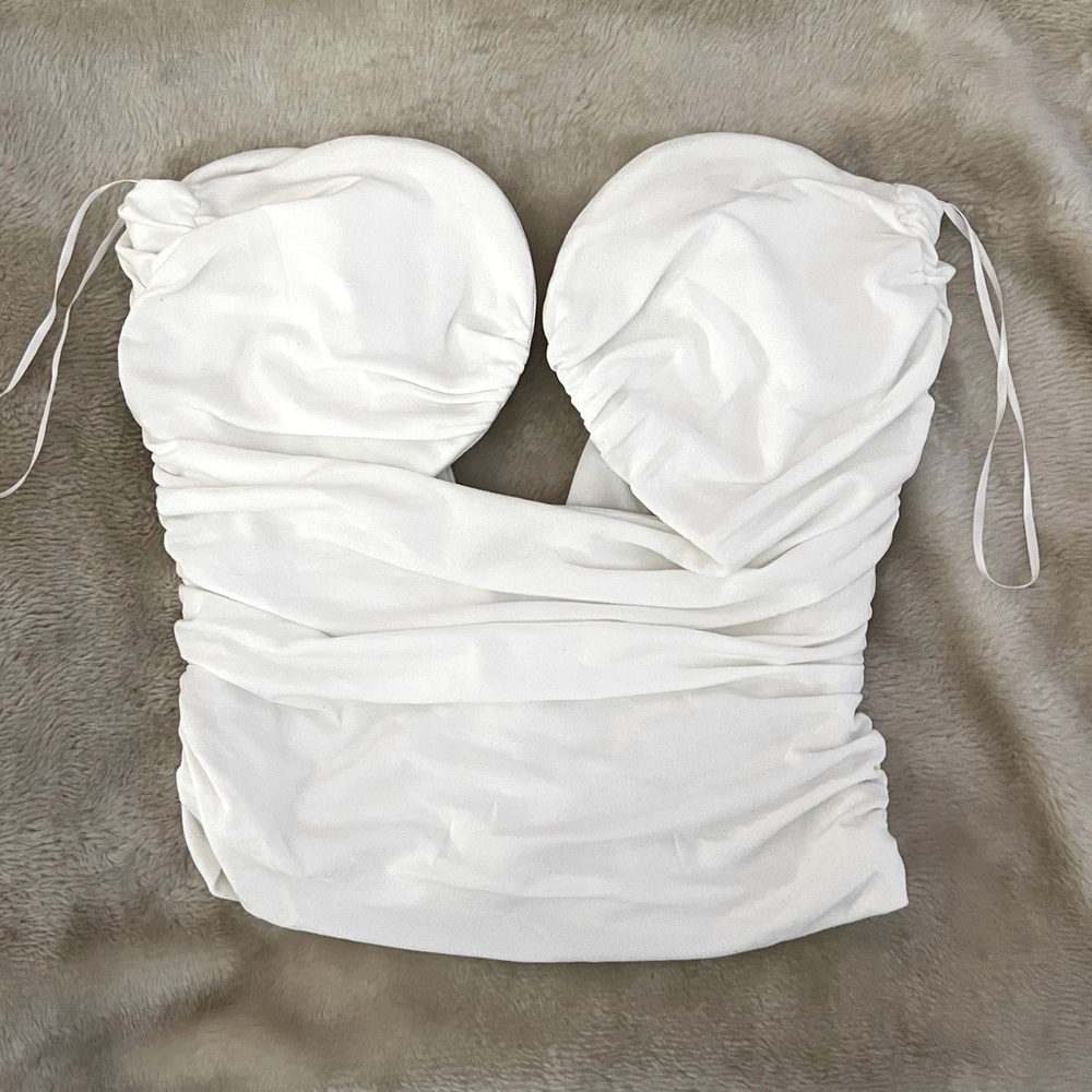 White Wired Tube Top in White - Size S